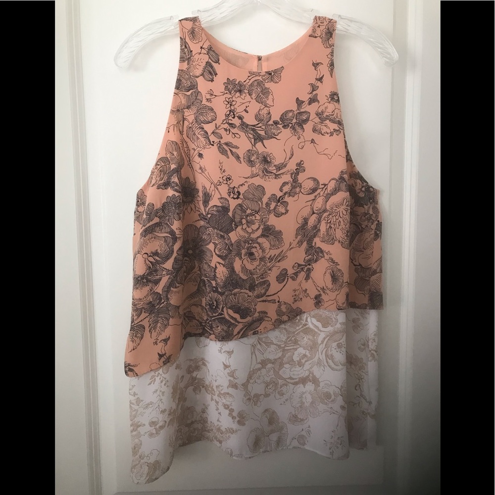Bailey 44 Sleeveless Botanical Floral Print Layered Top with Coordinating Prints